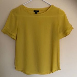 Ann Taylor Yellow Short Sleeve Blouse